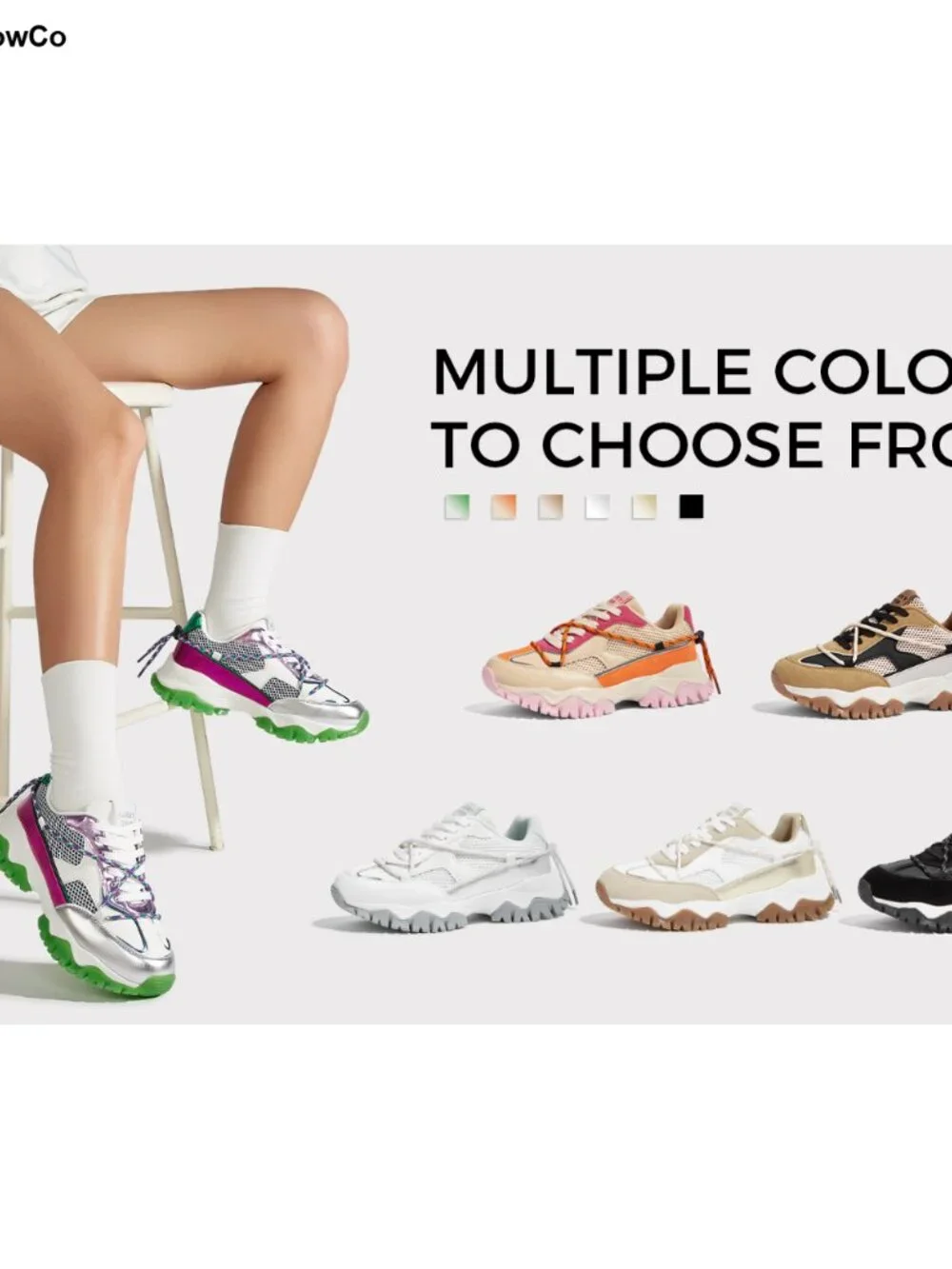 Platform Fashion Sneakers Retro Colorblock Lace-Up Chunky Casual Walking Shoes